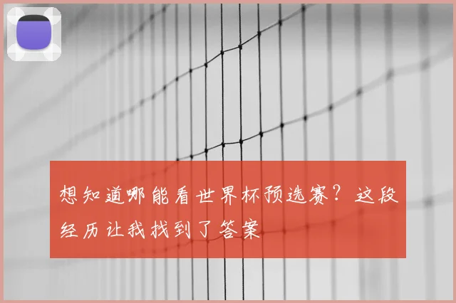 想知道哪能看世界杯预选赛?这段经历让我找到了答案